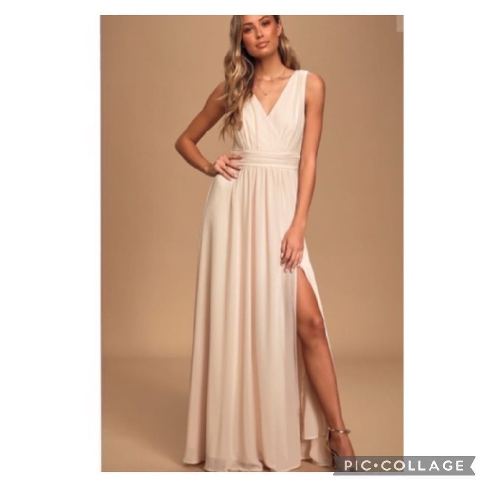 Lulus Thoughts of Hue Gardenia Surplice Maxi Dress